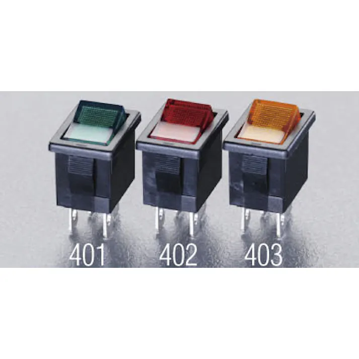 NKKスイッチズ 2極単投/ネオン球照光ロッカースイッチ(黄) 125V/9A EA940DH-403 4548745174762【別送品】