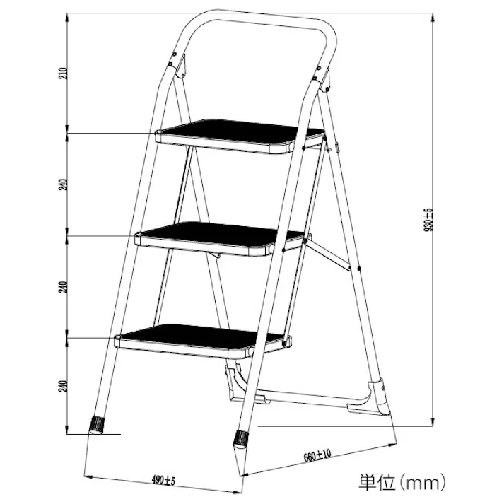 踏台(スチール製) 0.72m/3段 EA903RC-3A 4550061870624【別送品】