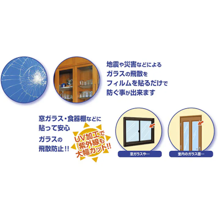 ガラス飛散防止シート 480x1800mm EA944D-42 4550061894880【別送品】