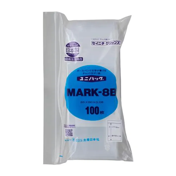 生産日本社(セイニチ) 85x 60mm ポリ袋(チャック付/100枚) EA944CB-85A 4550061915097(CDC)【別送品】