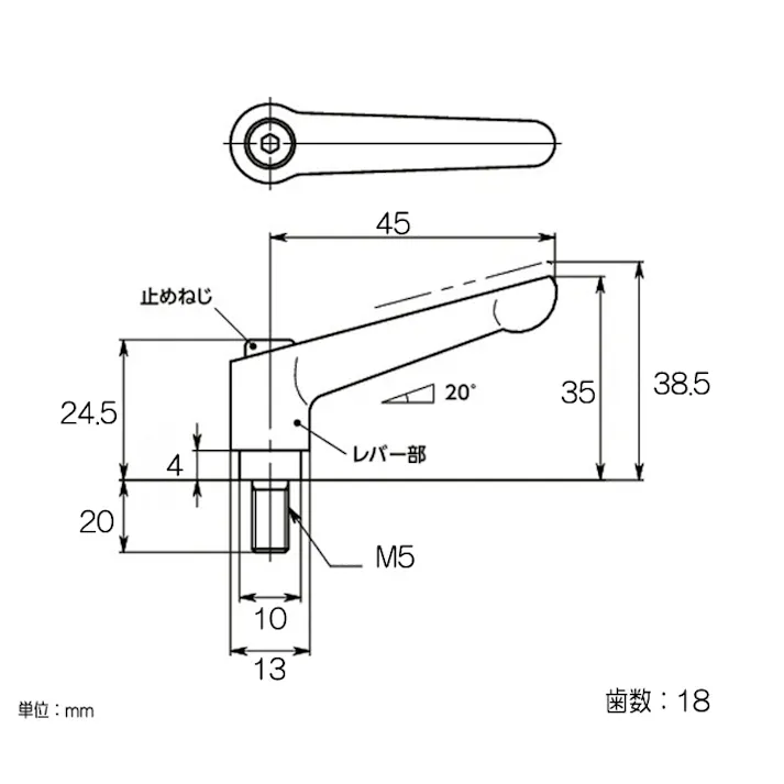 鍋屋バイテック(NBK) クランプレバー(ブラック) M5x20mm EA948CA-3 4518340916869【別送品】