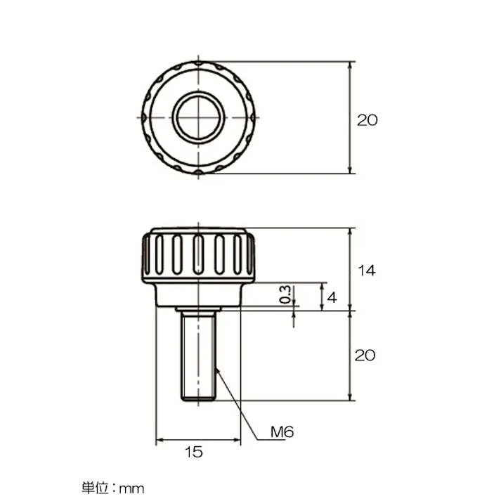 鍋屋バイテック(NBK) M6x20mm 雄ねじディンプルノブ EA948AT-10 4518340918498(CDC)【別送品】