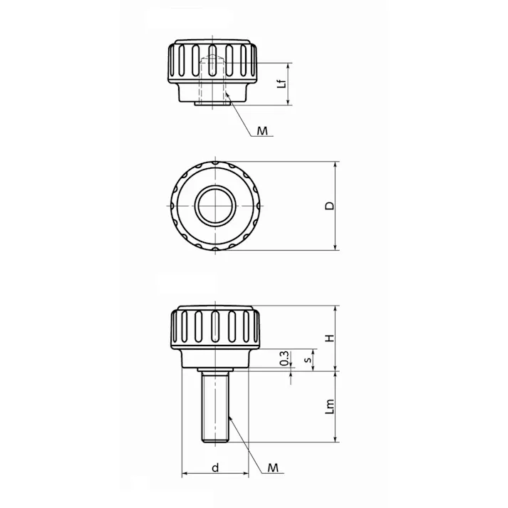 鍋屋バイテック(NBK) M6x20mm 雌ねじディンプルノブ EA948AU-6 4518340918603(CDC)【別送品】