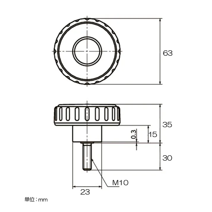 鍋屋バイテック(NBK) M10x30mm 雄ねじディンプルノブ EA948AV-12 4518340918818(CDC)【別送品】
