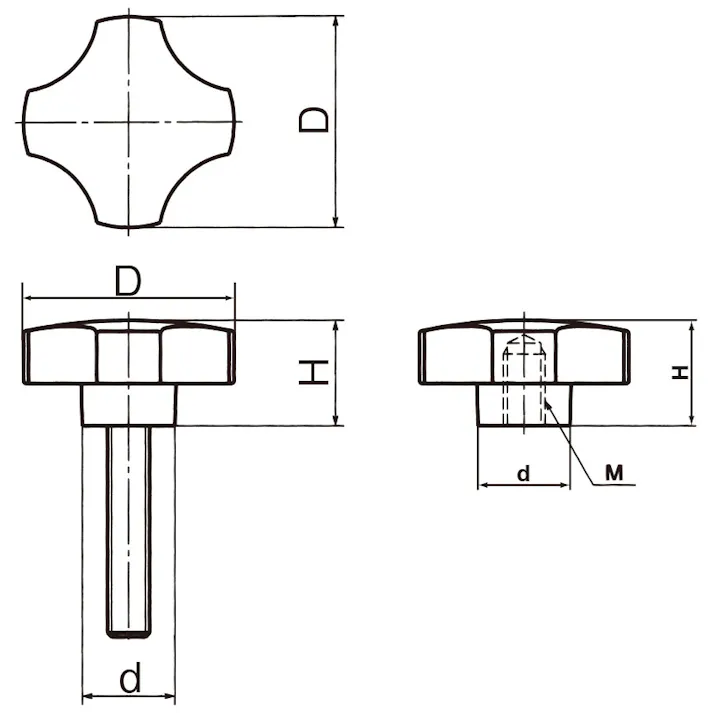 鍋屋バイテック(NBK) M10x40mm/45mm 雄ねじノブ(ナイロン) EA948AY-4 4518340919730(CDC)【別送品】