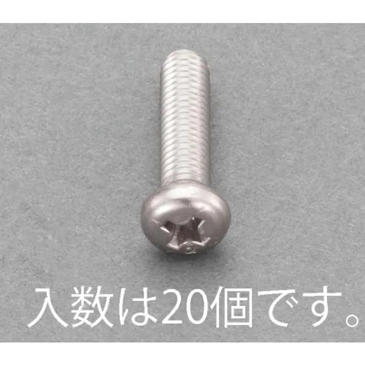 ESCO M5x12mm ナベ頭小ねじ(ステンレス/有磁性/20本) EA949AE-153 4518340992061(CDC)【別送品】