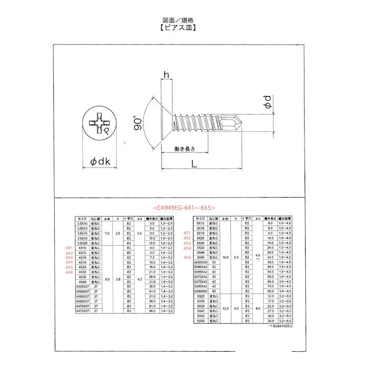 ピアスビス(皿頭/ステンレス/50本) 5x19mm EA949EG-651 4548745843644【別送品】