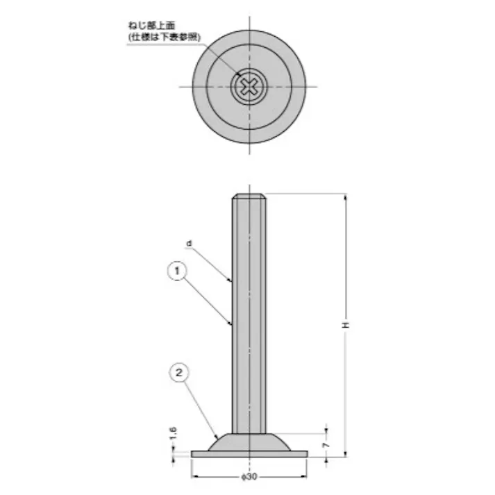 アジャスターボルト(スチール) φ30mm/M10x113/140kg EA949HA-44 4550061952818【別送品】