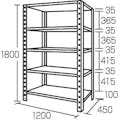 ESCO  1200x450x1800mm/5段 スチール棚 EA976B-45 4518340111745(CDC)【別送品】