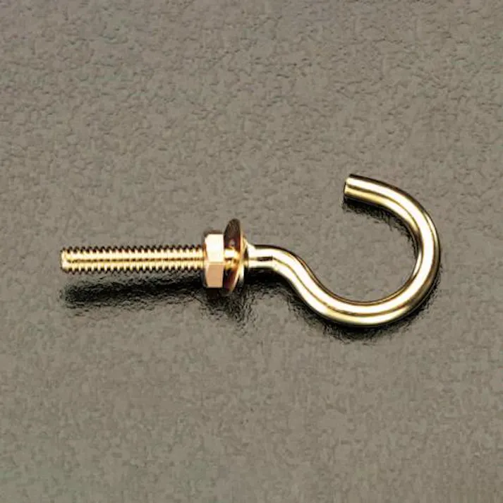 ESCO φ4.2x32mm ナット・ねじ付フック(真鍮/2個) EA951DR-32 4518340474994(CDC)【別送品】
