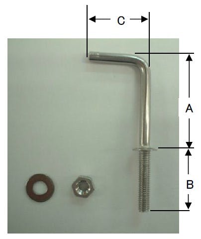 ESCO φ3.45x32mm ナットねじ付L型フック(テンレス/2本) EA951DS-41
