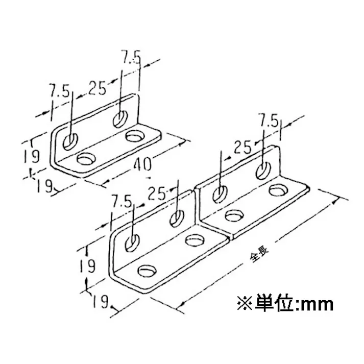 ジョイント金具(ステンレス製) 19x19x140mm EA951EB-213A 4518340953239【別送品】