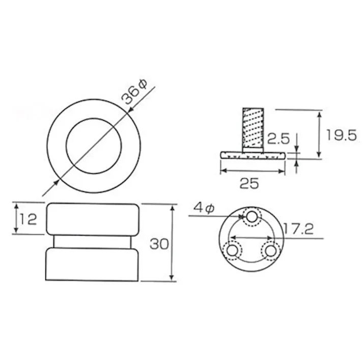 戸当り(黒) φ36x30mm EA951LG-56 4548745614923【別送品】