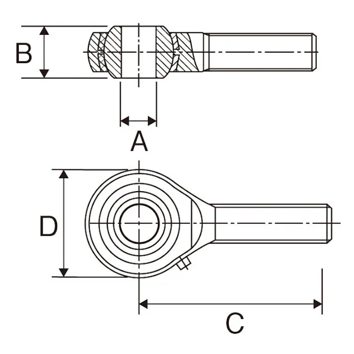 ロッドエンド(給油式/雄ねじ/左ねじ) M6xP1.0 EA966DC-6A 4550061462256【別送品】