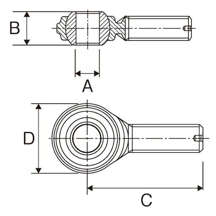 ESCO M5 xP0.8 ロッドエンド(無給油式/雄ネジ/左ネジ) EA966DG-5A 4550061462607(CDC)【別送品】