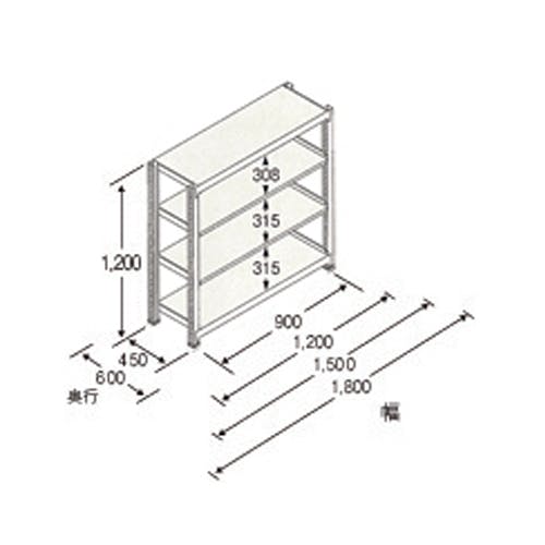 愛用 ESCO 1190x600x1200mm/150kg/4段 スチール棚 EA976DL-120C