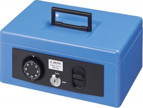 ライオン事務器(LION) 手提げ金庫(ブルー) 272x209x118mm EA961KA-4 4550061688045【別送品】