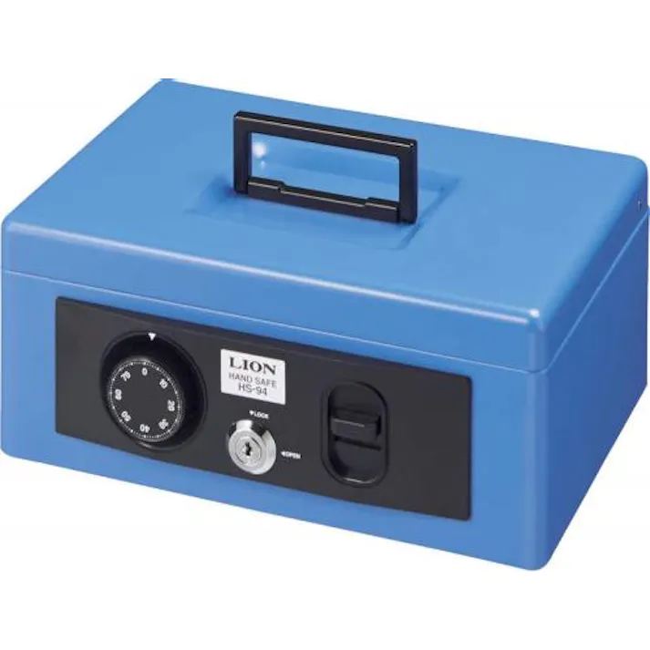 ライオン事務器(LION) 手提げ金庫(ブルー) 272x209x118mm EA961KA-4 4550061688045【別送品】