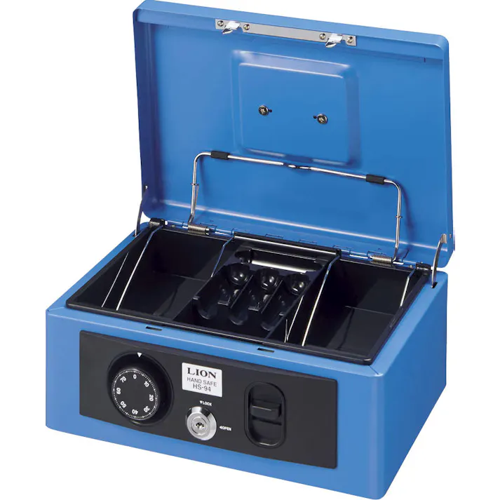 ライオン事務器(LION) 手提げ金庫(ブルー) 272x209x118mm EA961KA-4 4550061688045【別送品】