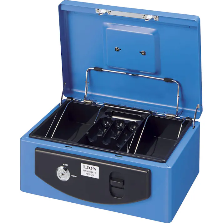 ライオン事務器(LION) 手提げ金庫(ブルー) 272x209x118mm EA961KA-6 4550061688052【別送品】