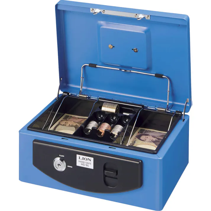 ライオン事務器(LION) 手提げ金庫(ブルー) 272x209x118mm EA961KA-6 4550061688052【別送品】