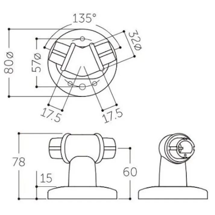 メイクコーナーブラケット(135゜) φ32x80x78mm EA951EX-8 4550061705476【別送品】