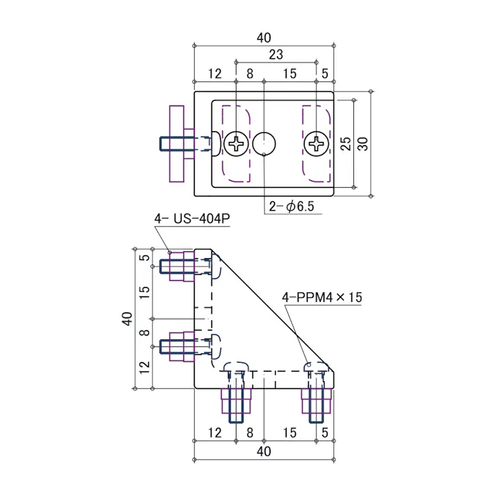 ESCO 40角用 三角ブラケット(シルバー/ローター付) EA976CB-40 4550061760925(CDC)【別送品】