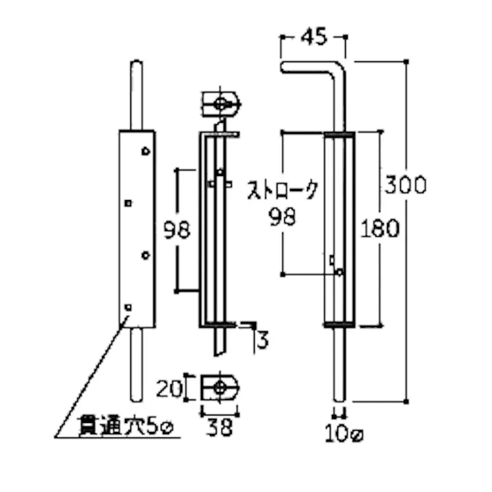 ESCO φ10x300mm 門落し(ステンレス製) EA951LR-28 4550061770627(CDC)【別送品】