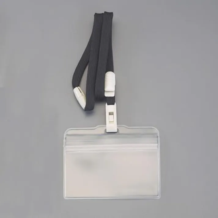 ライオン事務器(LION) 吊り下げチャック式名札(ストラップ付/黒) EA956VA-93 4550061842256(CDC)【別送品】