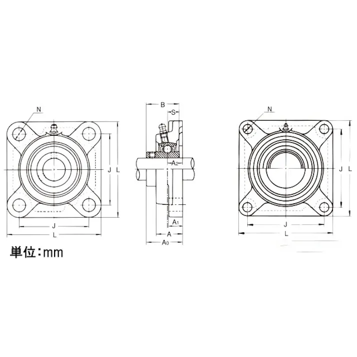 旭精工 角フランジ形ユニット UCF204/20mm EA966MJ-204 4550061967133【別送品】