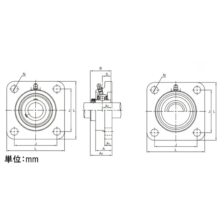 旭精工 MUCF209/ 45mm 角フランジ形ユニット EA966MK-209 4550061968567(CDC)【別送品】