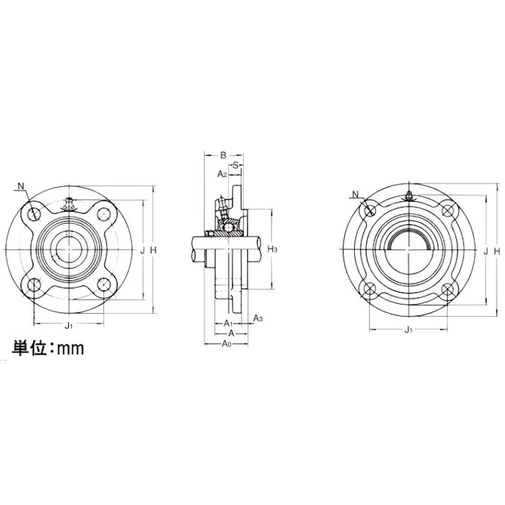 旭精工 印ろう付丸フランジ形ユニット UCFC207/35mm EA966ML-207 4550061970119【別送品】