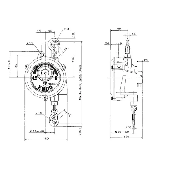 遠藤工業(ENDO) 9.0-15.0kg/1.3m スプリングバランサー EA987ZB-15 4518340117297(CDC)【別送品】