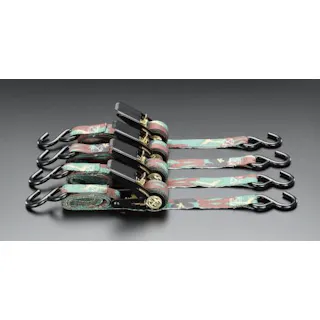 ベルト荷締機(ラチェット式/カモー4本組) 25mmx2.4m EA982BA-10B 4518340249899【別送品】