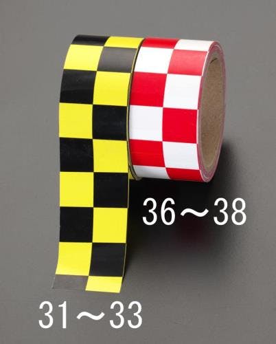 チェッカーボードテープ 赤/白 100mmx16.2m EA983G-38 4518340457386【別送品】