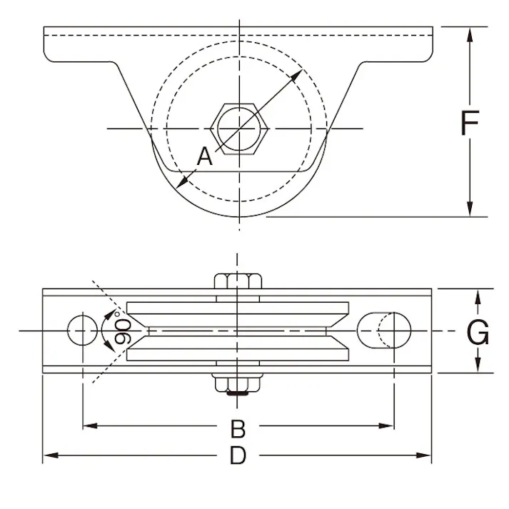 ヨコヅナ 戸車(重量用・V型・スティール製) 90mm/700kg EA986RB-4 4518340461192【別送品】