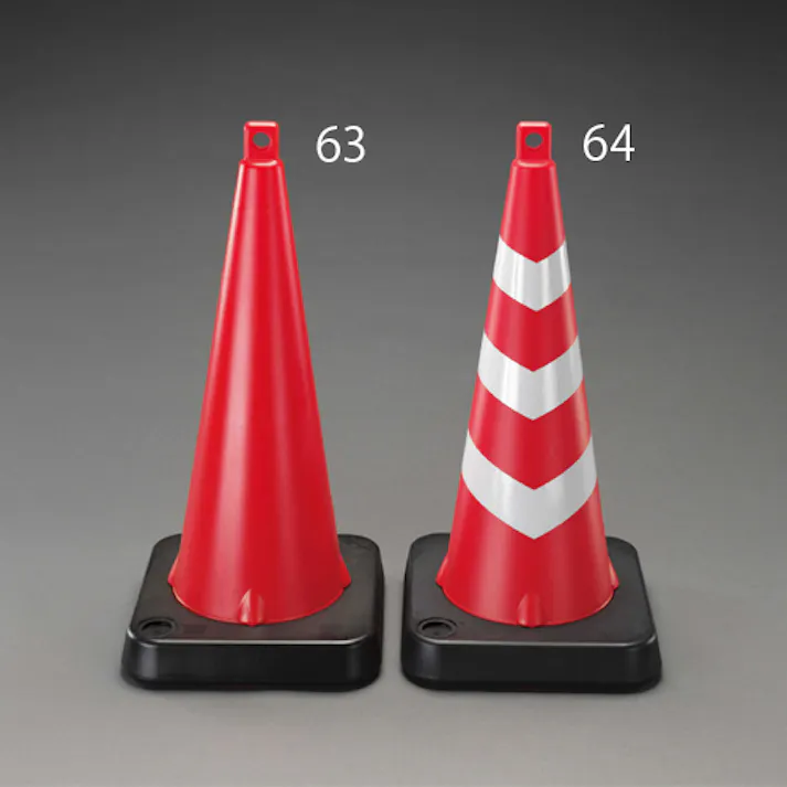 ミツギロン 370x370x757mm コーン・ウエイト付(赤/反射有/2本) EA983FT-64 4518340577954(CDC)【別送品】