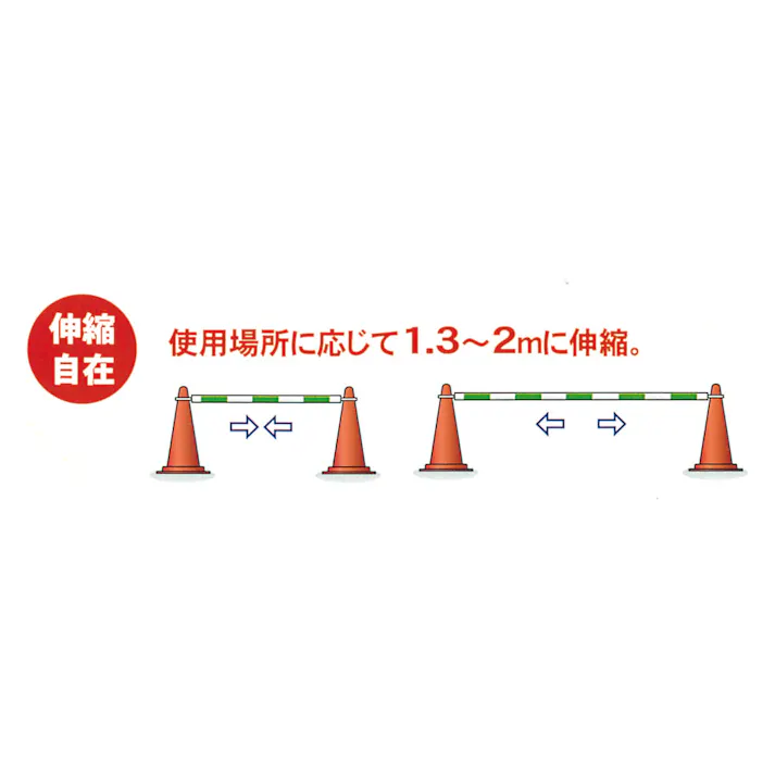 ミツギロン 伸縮ガードバー(赤/白-3本) 1.3-2.0m EA983FV-22 4518340610262【別送品】