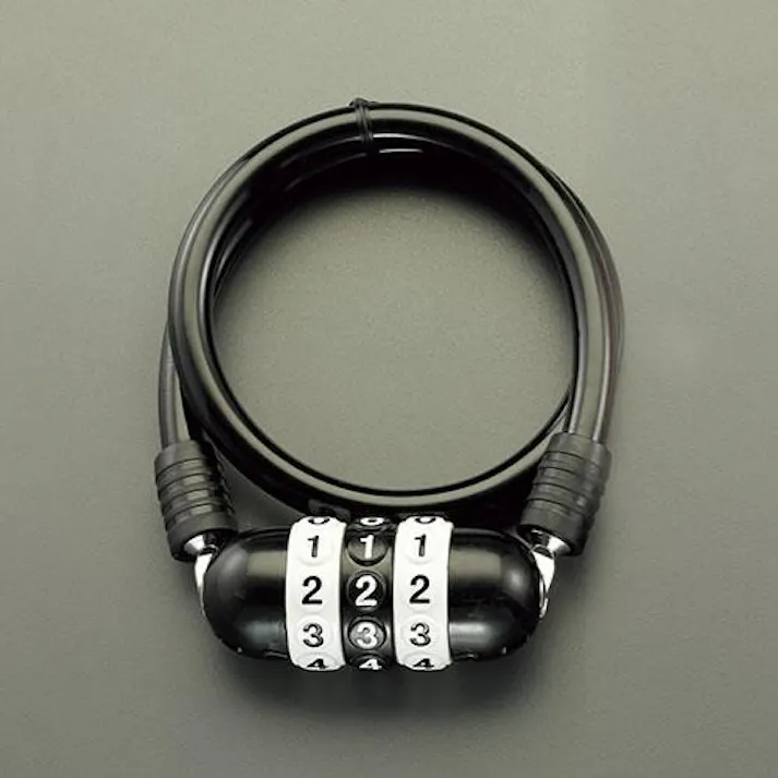 ワイヤーロック(大型ダイヤル/ブラック) φ12x700mm EA983TJ-11 4518340733008【別送品】