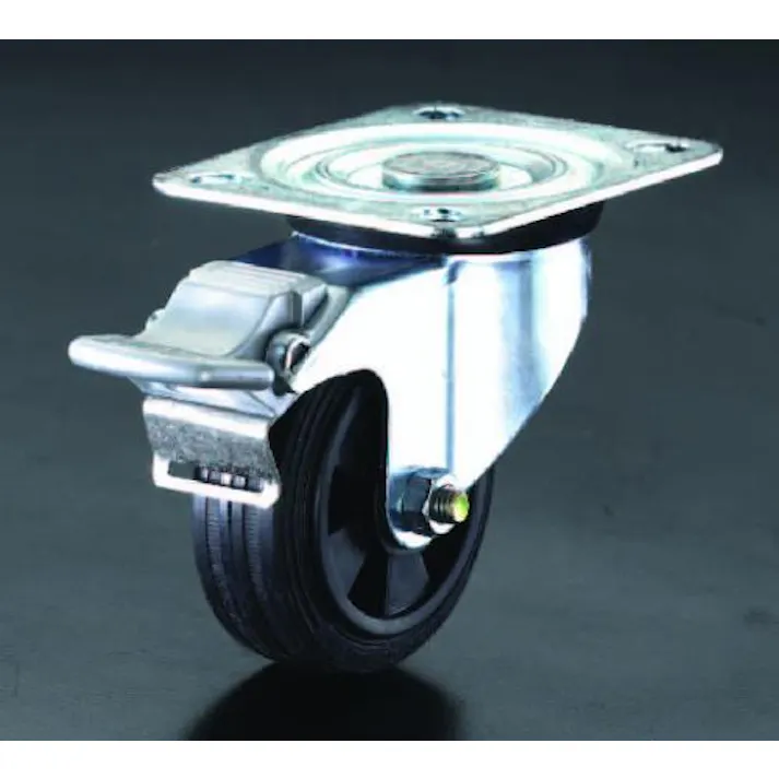 ESCO 200mm キャスター(自在金具・後輪ブレーキ付) EA986JB-5 4518340792524(CDC)【別送品】