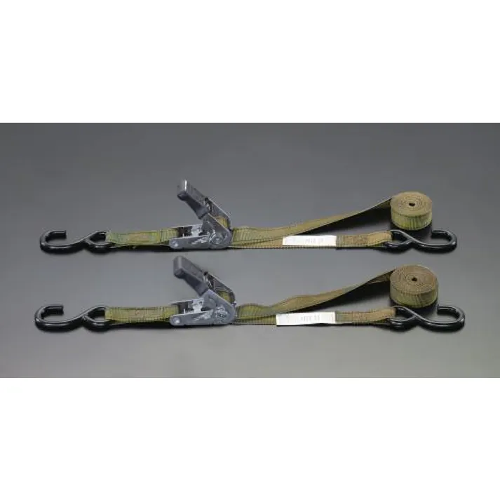 ベルト荷締機(ラチェット式/カモー2本組) 25mmx3.6m EA982BA-11B 4548745214246【別送品】