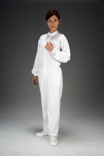 MCC(MaxClean) クリーンルーム用継ぎ作業服(白/センターファスナー) [L] EA996DD-2 4548745566383【別送品】