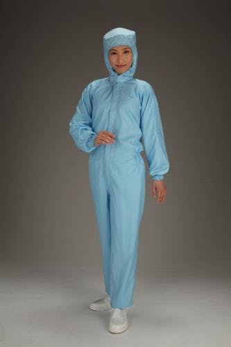 MCC(MaxClean) クリーンルーム用フード付継ぎ服(青/センターファスナー) [LL] EA996DE-13 4548745610642【別送品】