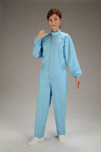 MCC(MaxClean) クリーンルーム用継ぎ作業服(青/センターファスナー) [L] EA996DB-12 4548745615838【別送品】