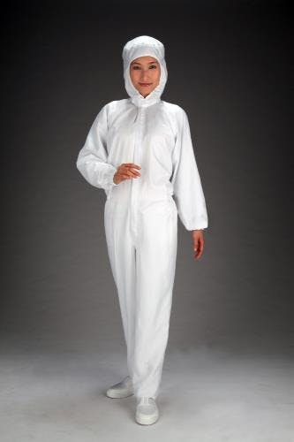 MCC(MaxClean) クリーンルーム用フード付継ぎ服(白/センターファスナー) [M] EA996DE-1 4548745632934【別送品】