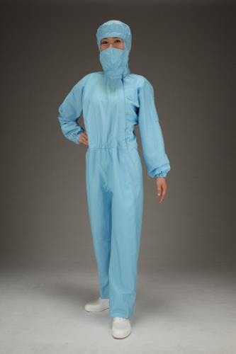 MCC(MaxClean) クリーンルーム用フード付継ぎ服(青/サイドファスナー) [LL] EA996DC-13 4548745637663【別送品】