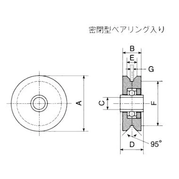 ヤボシ 戸車車輪(重量用・V型) 105mm EA986RA-210 4548745997200【別送品】