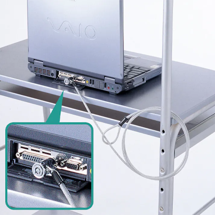 サンワサプライ φ5.0mmx2.0m パソコンセキュリティワイヤー EA983TS-244 4550061706916(CDC)【別送品】