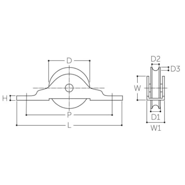 戸車(平型・ポリアセタール樹脂車・ステンレス枠) 45mm EA986RH-23 4550061766705【別送品】