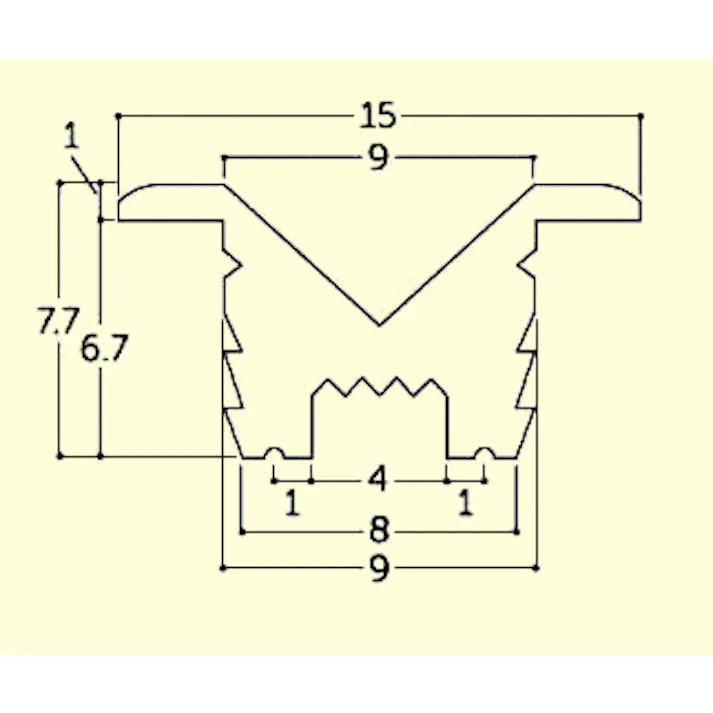 戸車用レール(V型/アルミ製/シルバー) 9(15)x1800mm EA986RH-101 4550061775288【別送品】